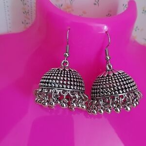 Ethnic Indian Wear Silver  Jhumka Earrings